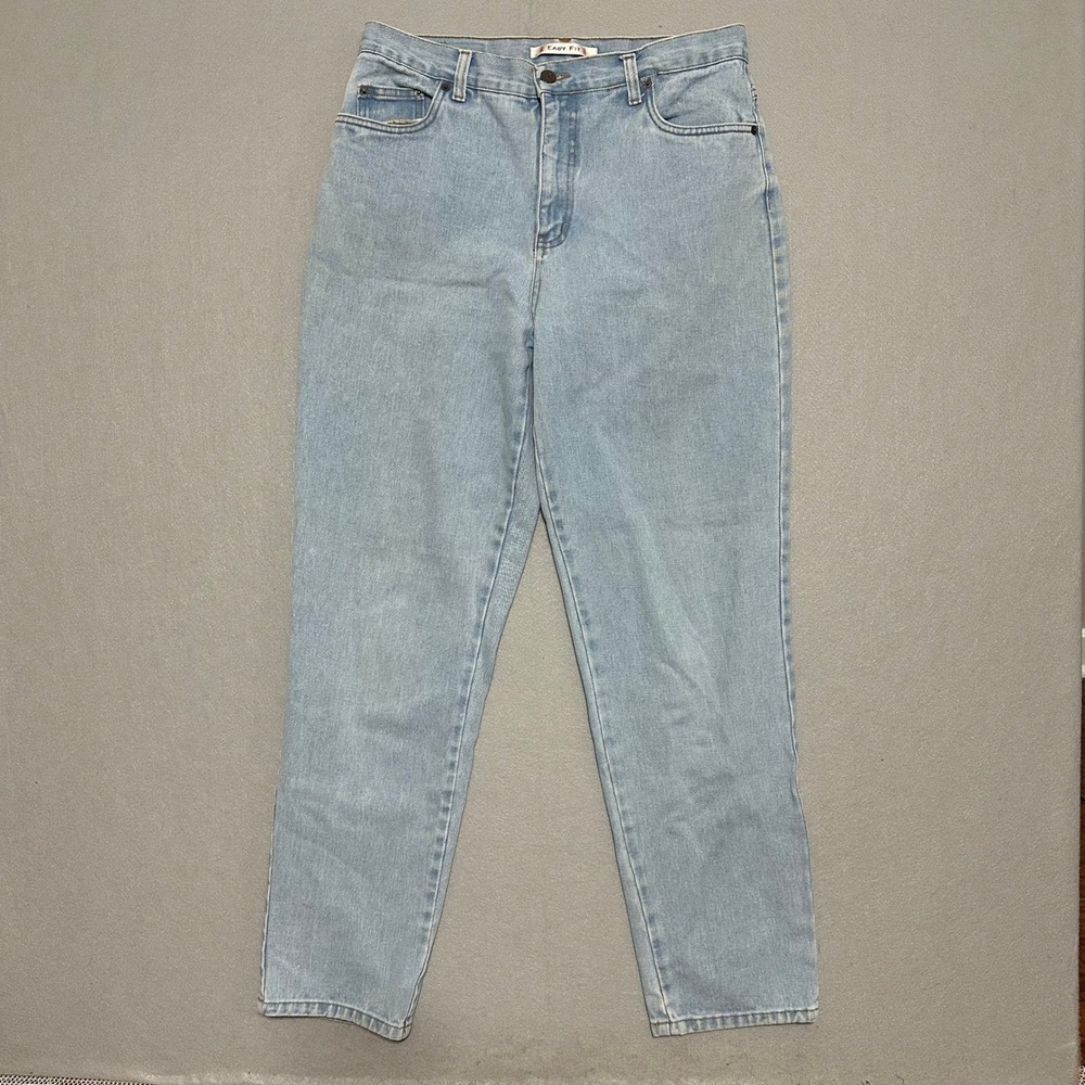 Bill Blass Jeanswear Easy Fit Light Wash High Rise Tapered Denim Jeans Size 12